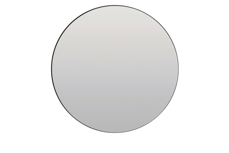 Espejo Clear Glass & Black Round Wall Mirror 96cm