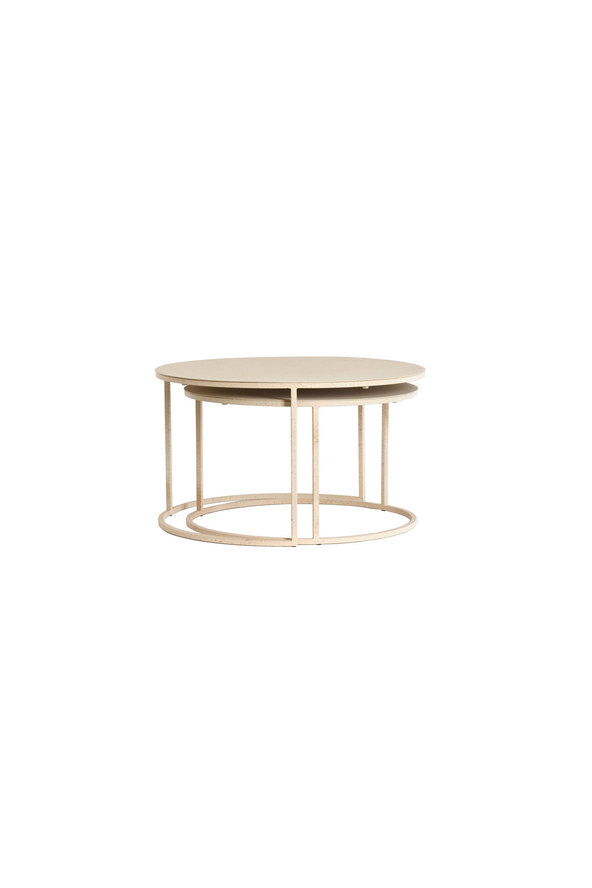 Sadar Set of 2 Sand & Light Brown Spotted Metal Round Coffee Tables Nest
