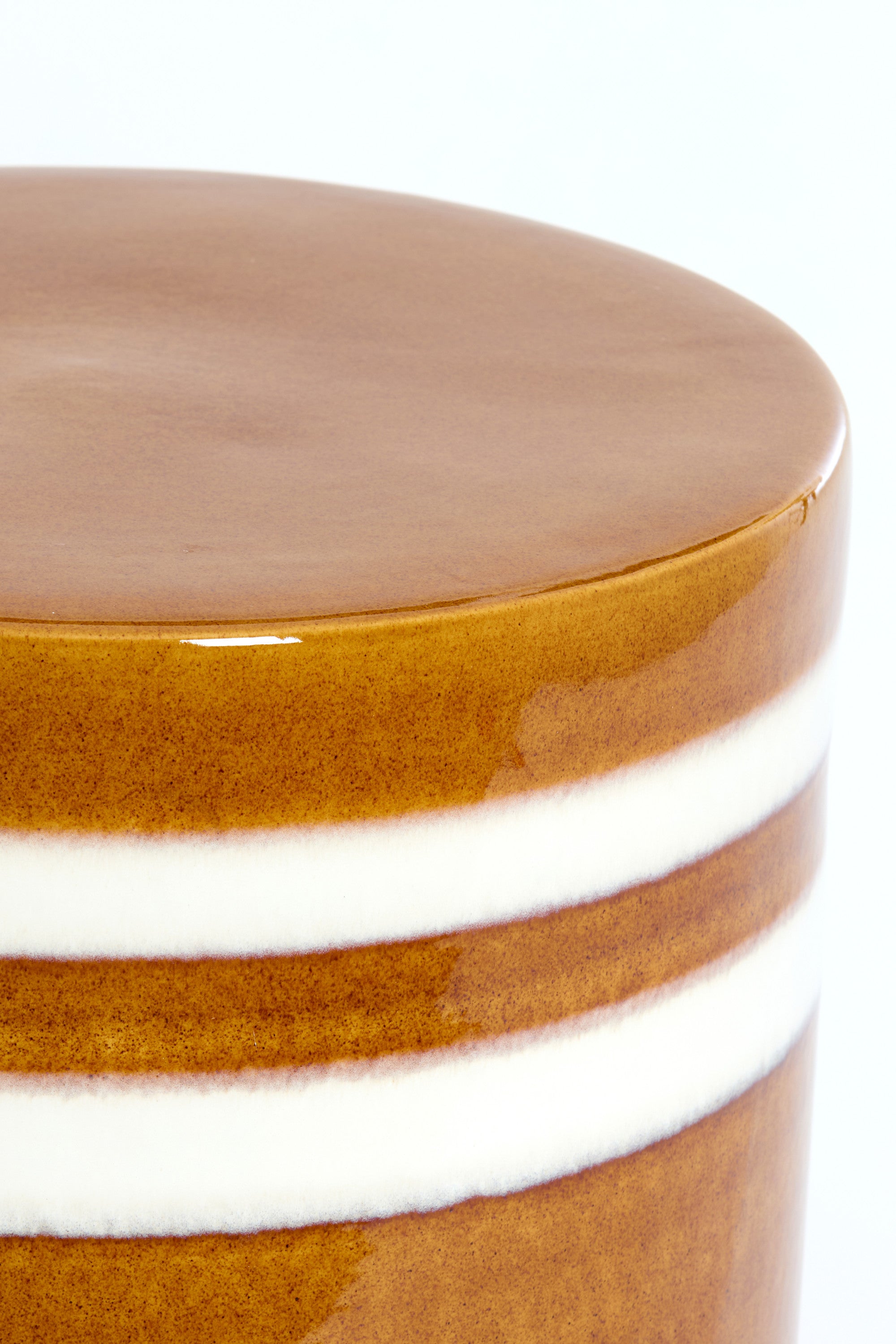 Mooca Cognac/White Ceramic Round Side Table 34cm