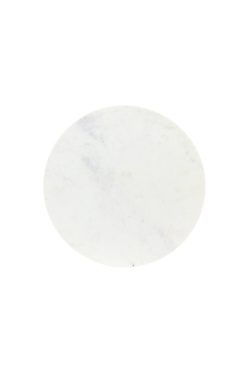 Rickerd White Marble & Antique Bronze Round Side Table 53cm