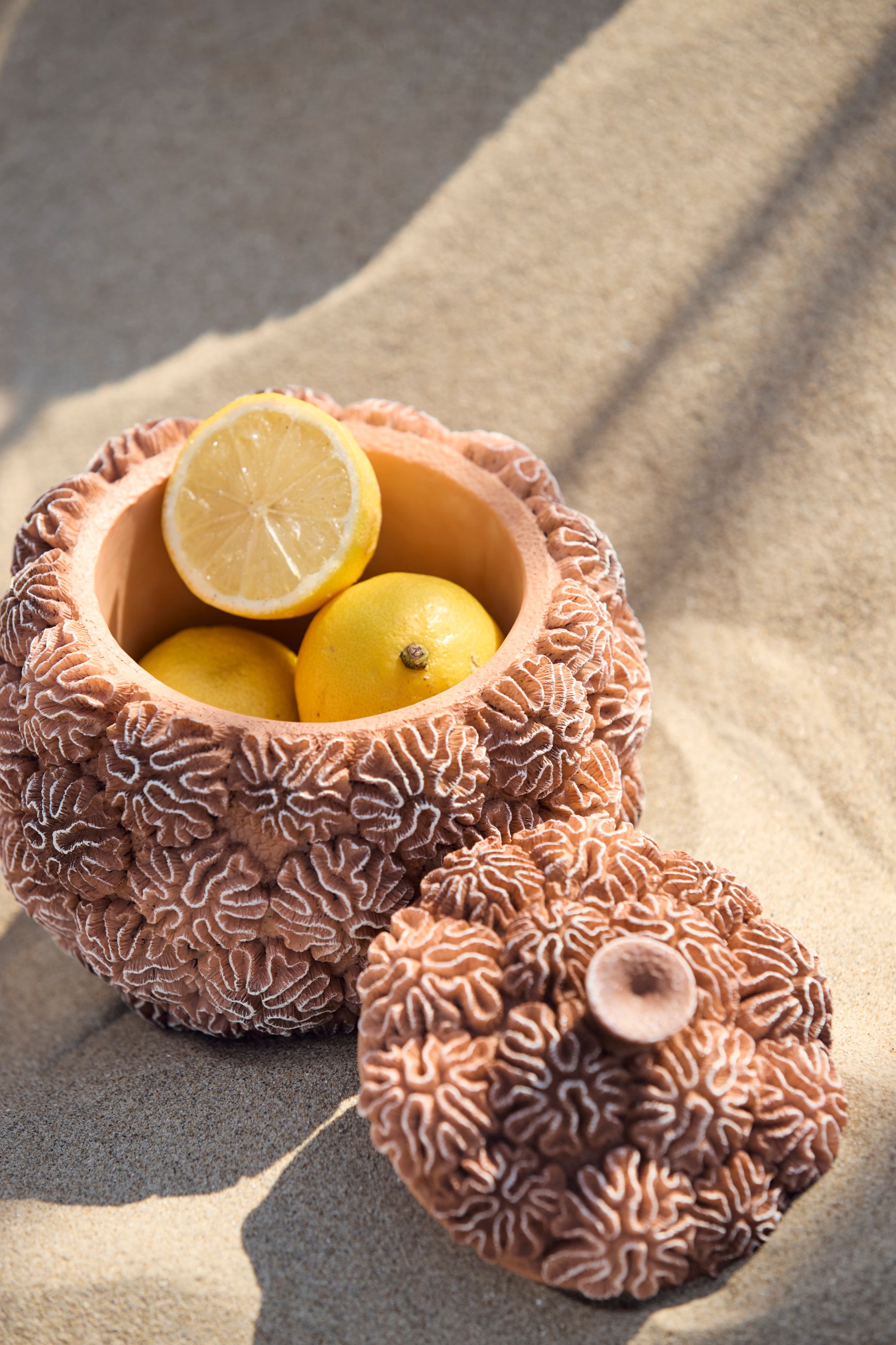 Coral Peach/Light Brown Decorative Storage Box with Lid 16cm