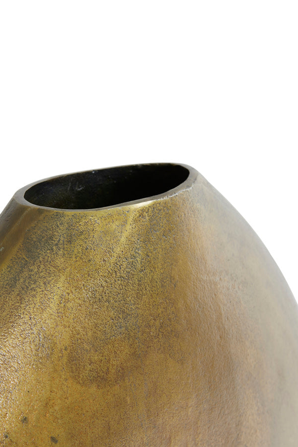 Positano Oval Flat Antique Bronze Metal Vase 53cm