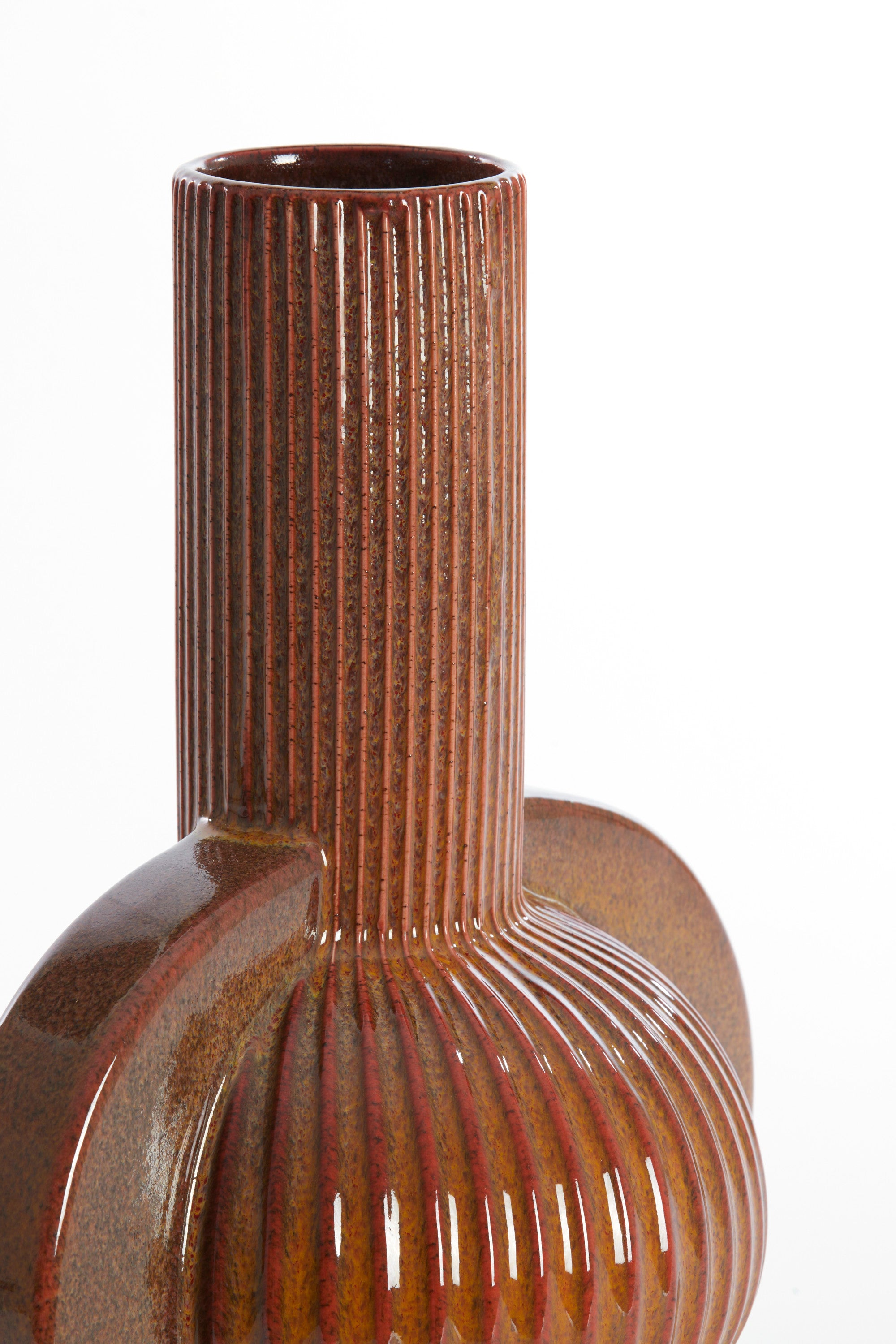 Melnik Cognac Brown Ceramic Vase 38.5cm