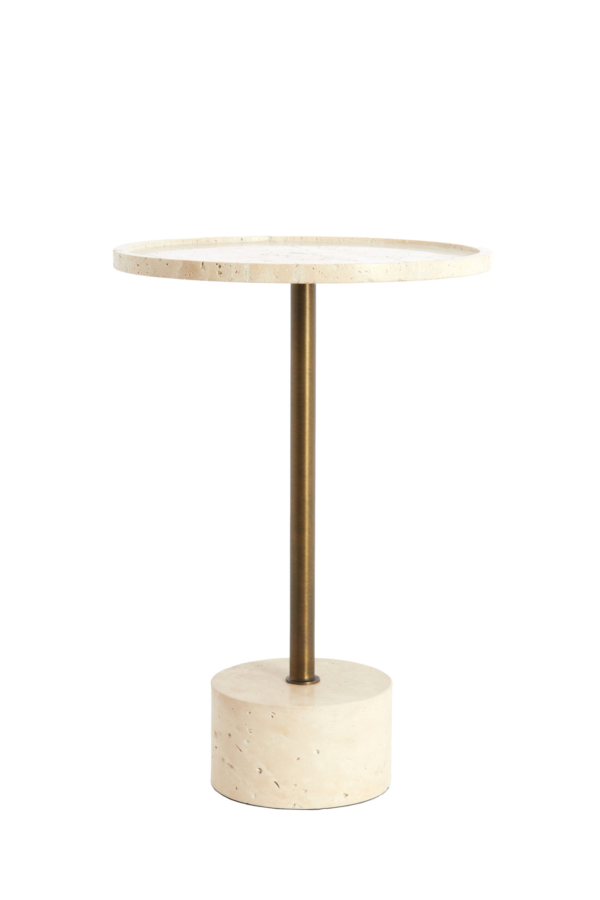 Civita Sand Travertine & Brown Bronze Side Table