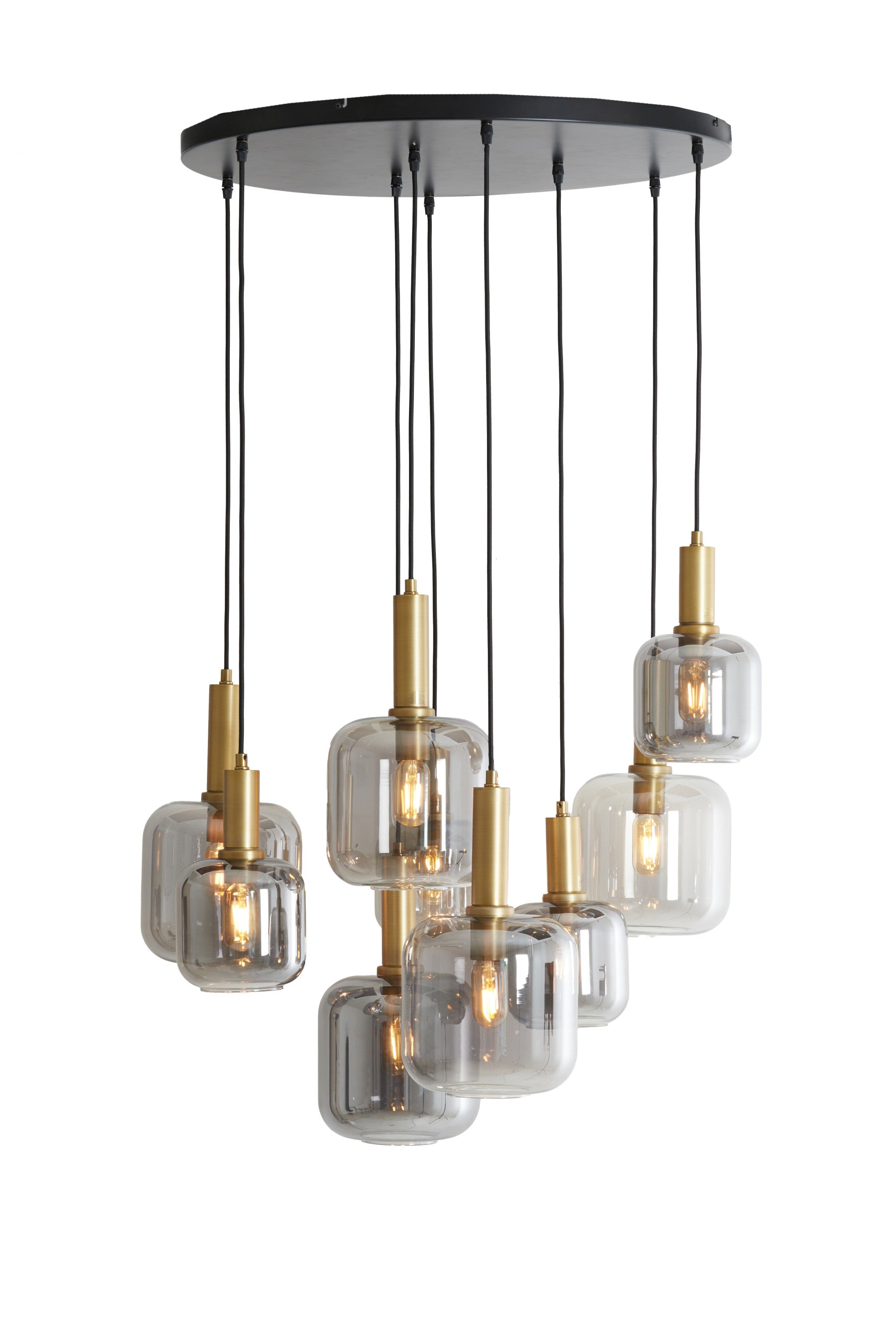 Lekar Antique Bronze & Smoked Glass 9 Light Pendant Light