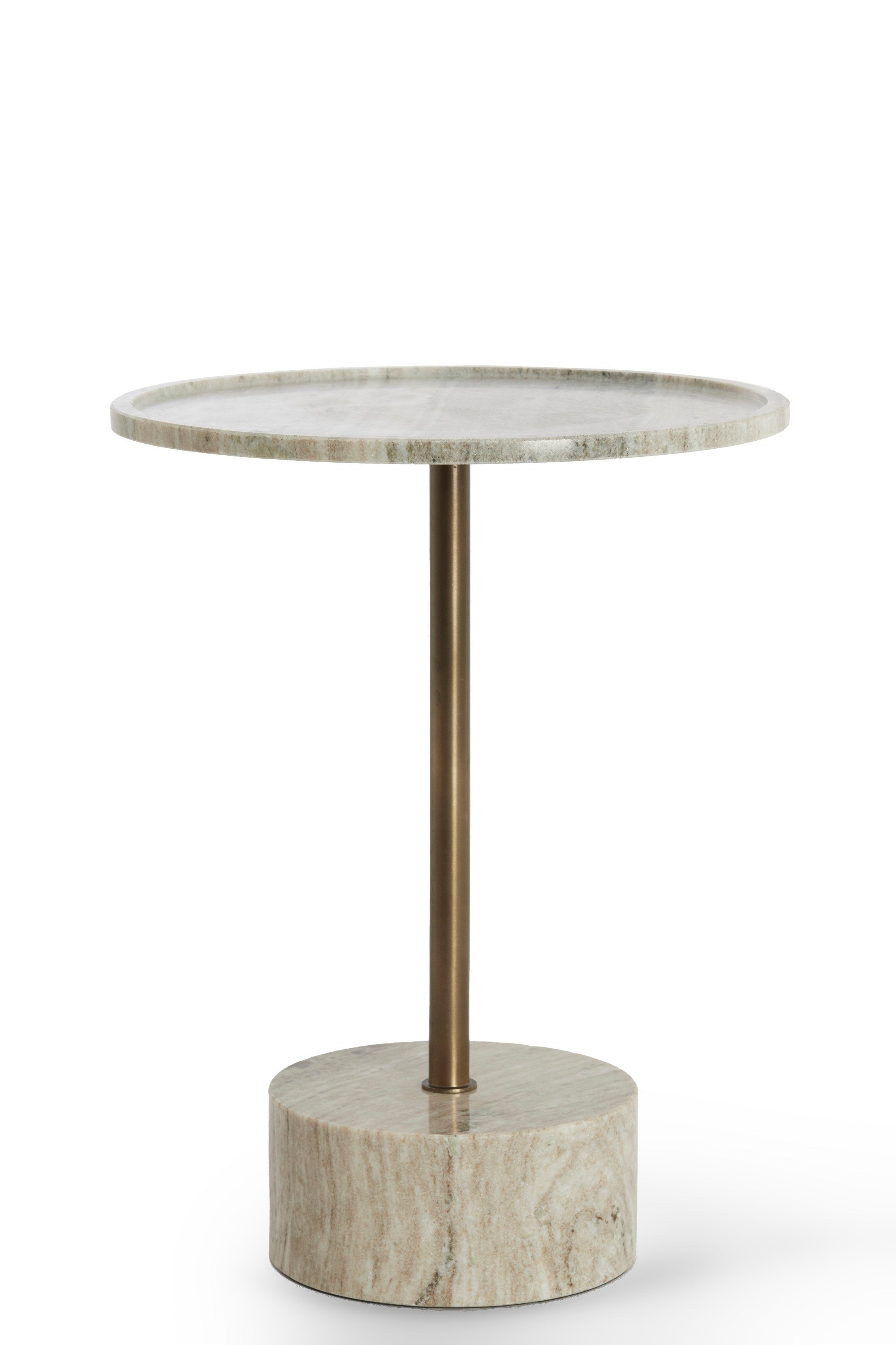 Civita Sand/Grey Marble & Brown Bronze Round Side Table 53cm