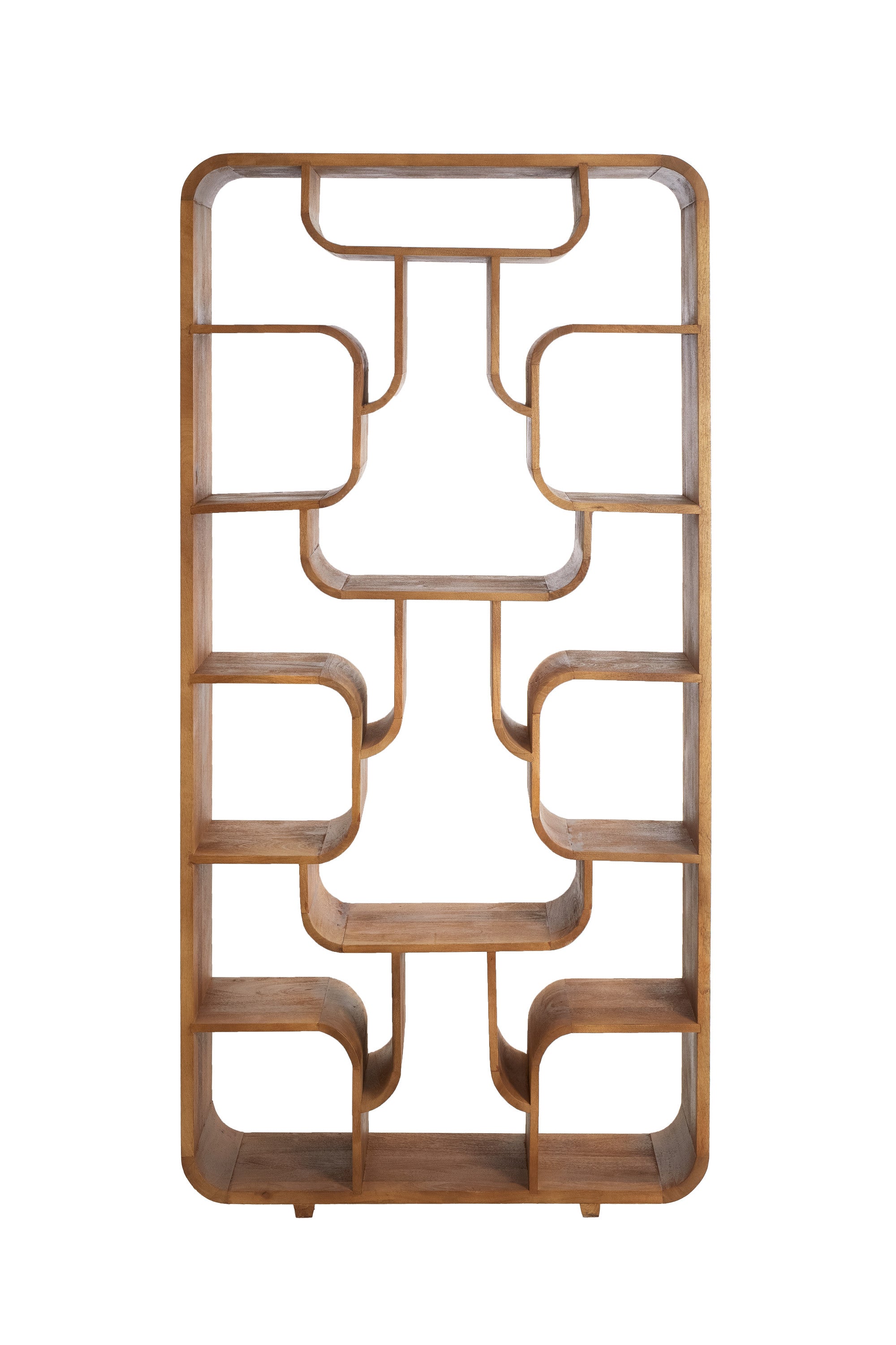 Labare Light Brown Wood Open Display Unit 200cm