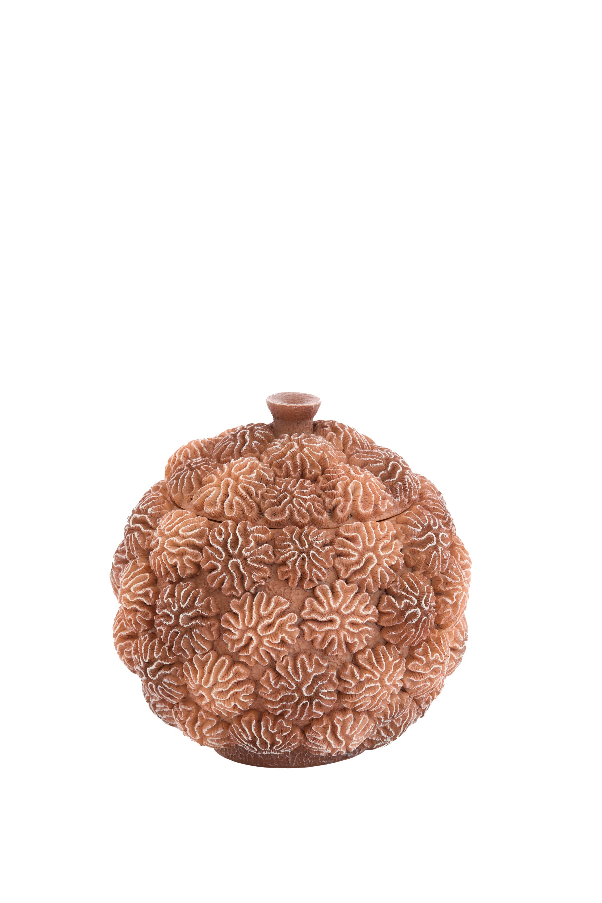 Coral Peach/Light Brown Decorative Storage Box with Lid 16cm