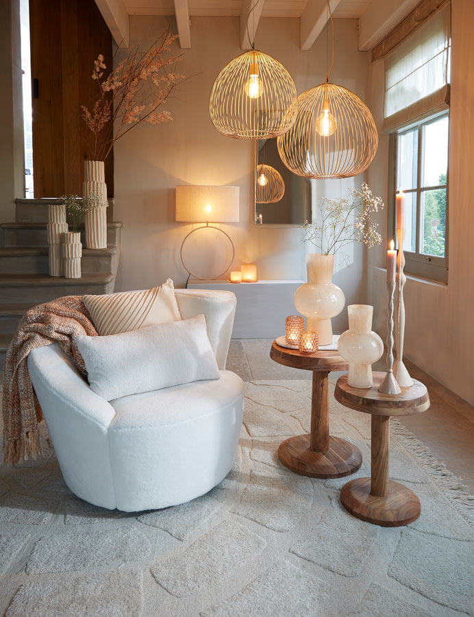 Rilana Matt Beige Metal Pendant Light 34cm