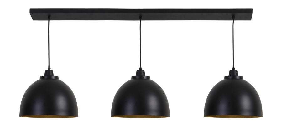 Kylie Matt Black/Gold Metal 3 Light Pendant Light