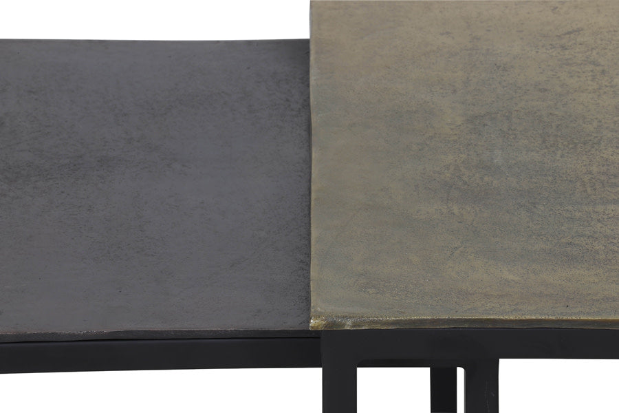 Kumalu Set of 3 Antique Bronze Metal Rectangular Coffee Tables Nest