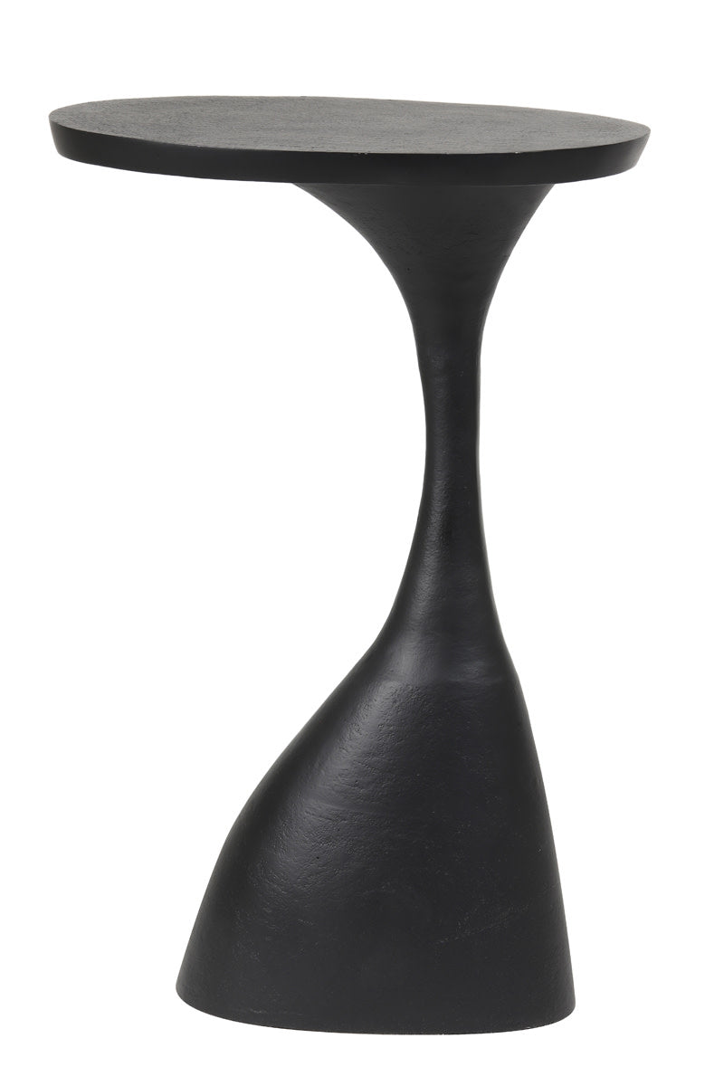 Macau Matt Black Sculptural Metal Oval Side Table 61cm