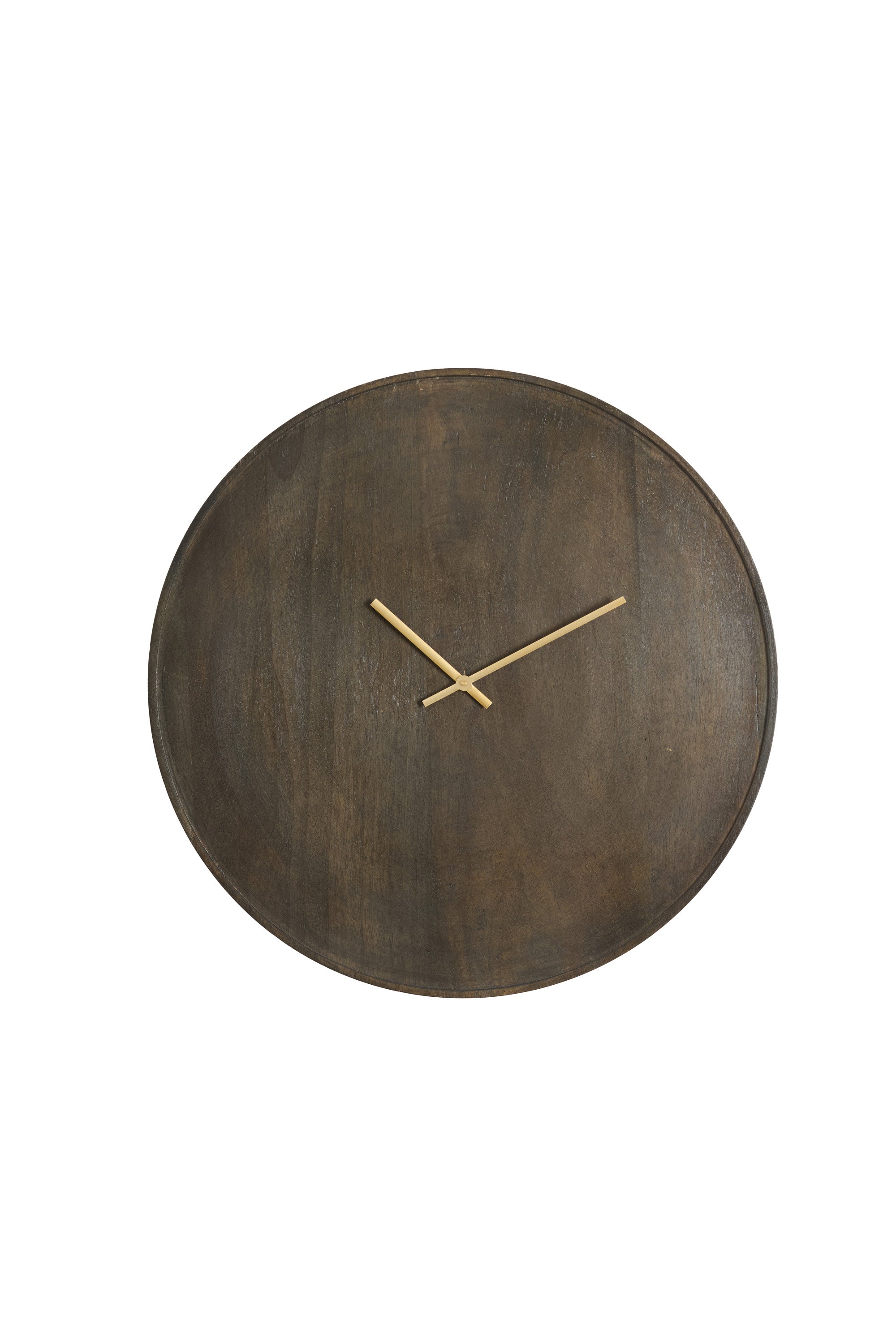 Veti Dark Brown Mango Wood & Gold Wall Clock 56cm