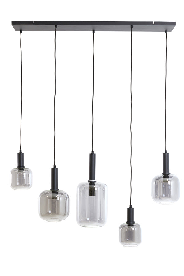 Lekar Black & Smoked Glass 5 Light Pendant Light