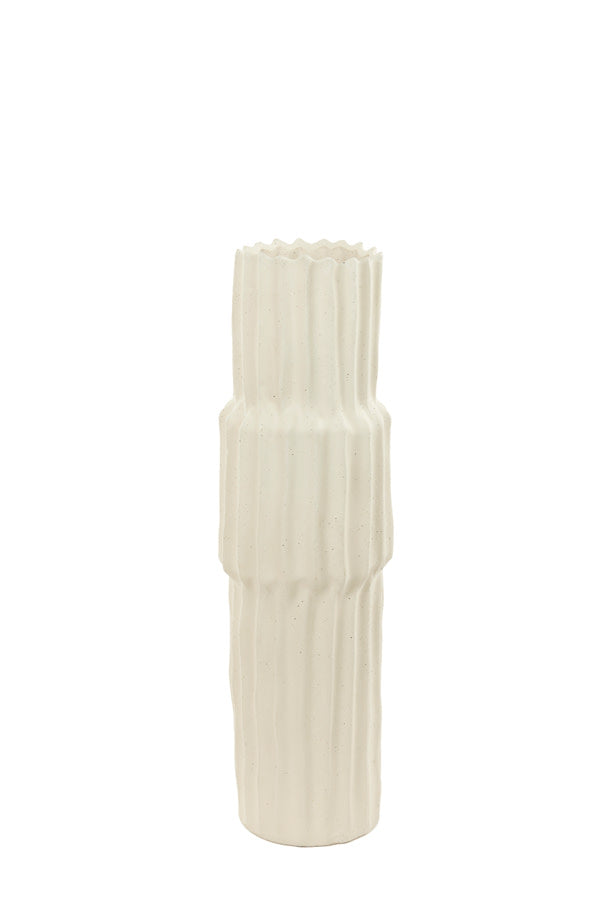 Longa Cream Ribbed Ceramic Vase 58cm