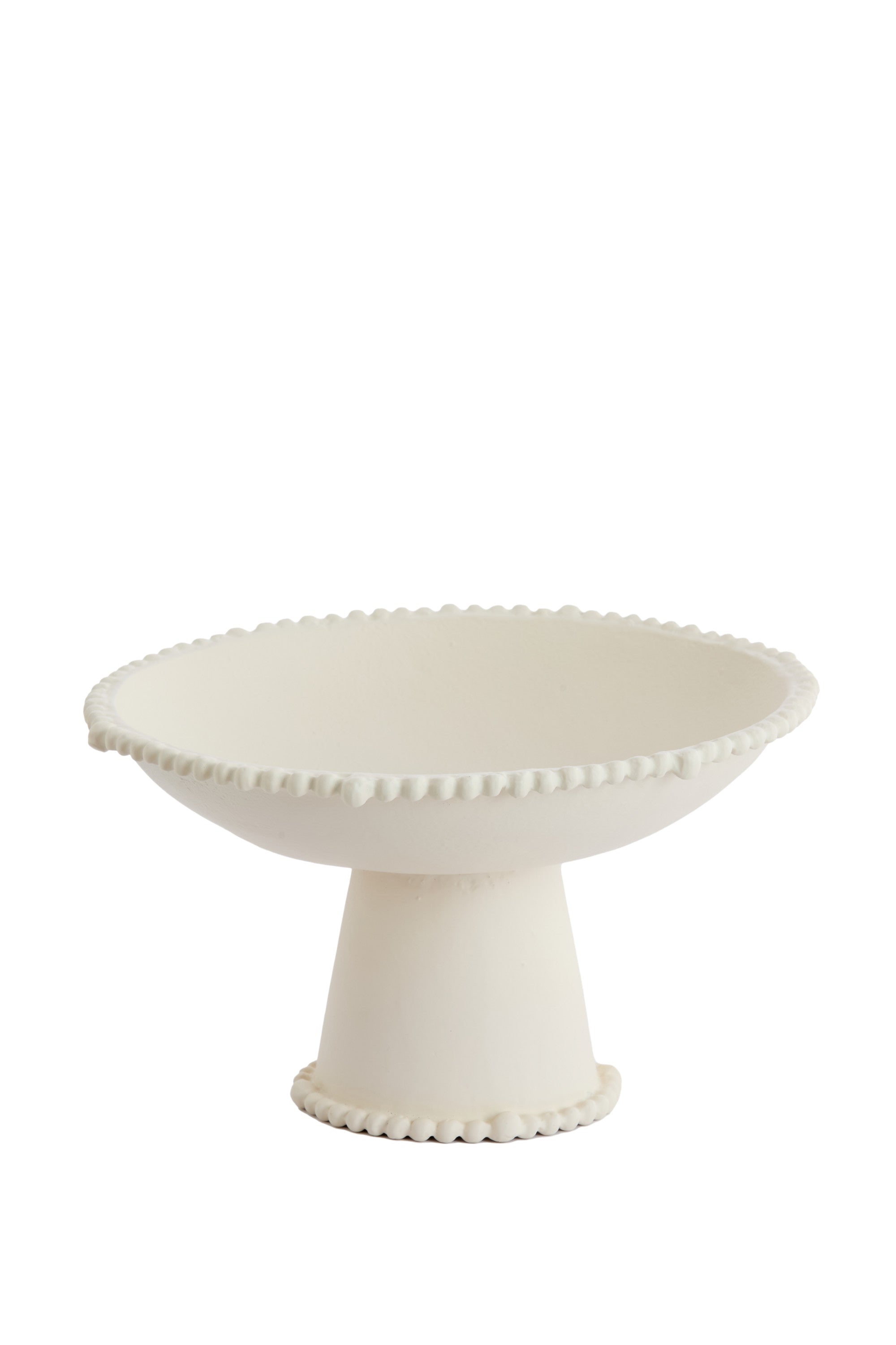 Oto Cream Metal Decorative Bowl on Stand 30.5cm