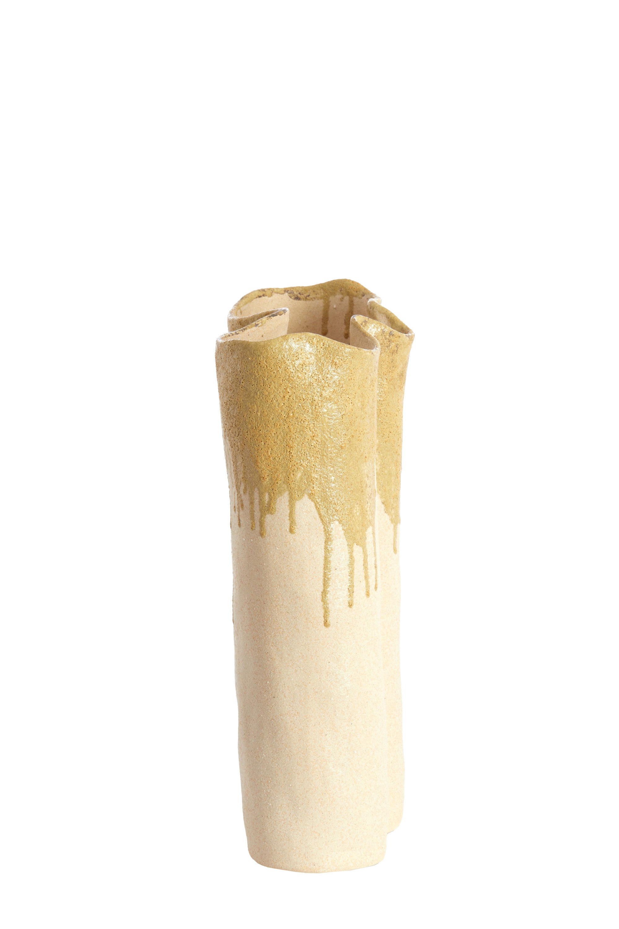 Flovilla Cream & Olive Green Ceramic Vase 40cm