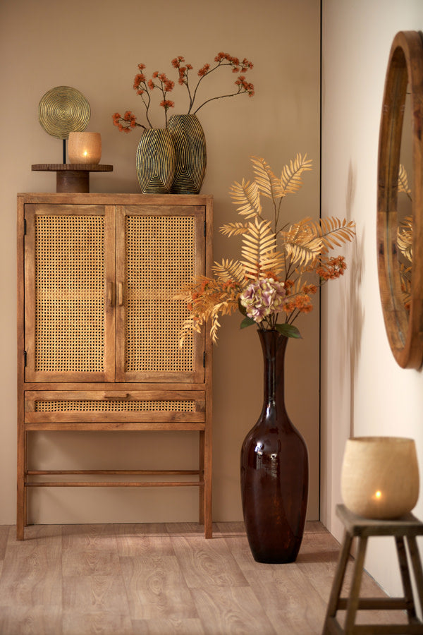 Sonora Oiled Brown Wood Wall Mirror 80cm