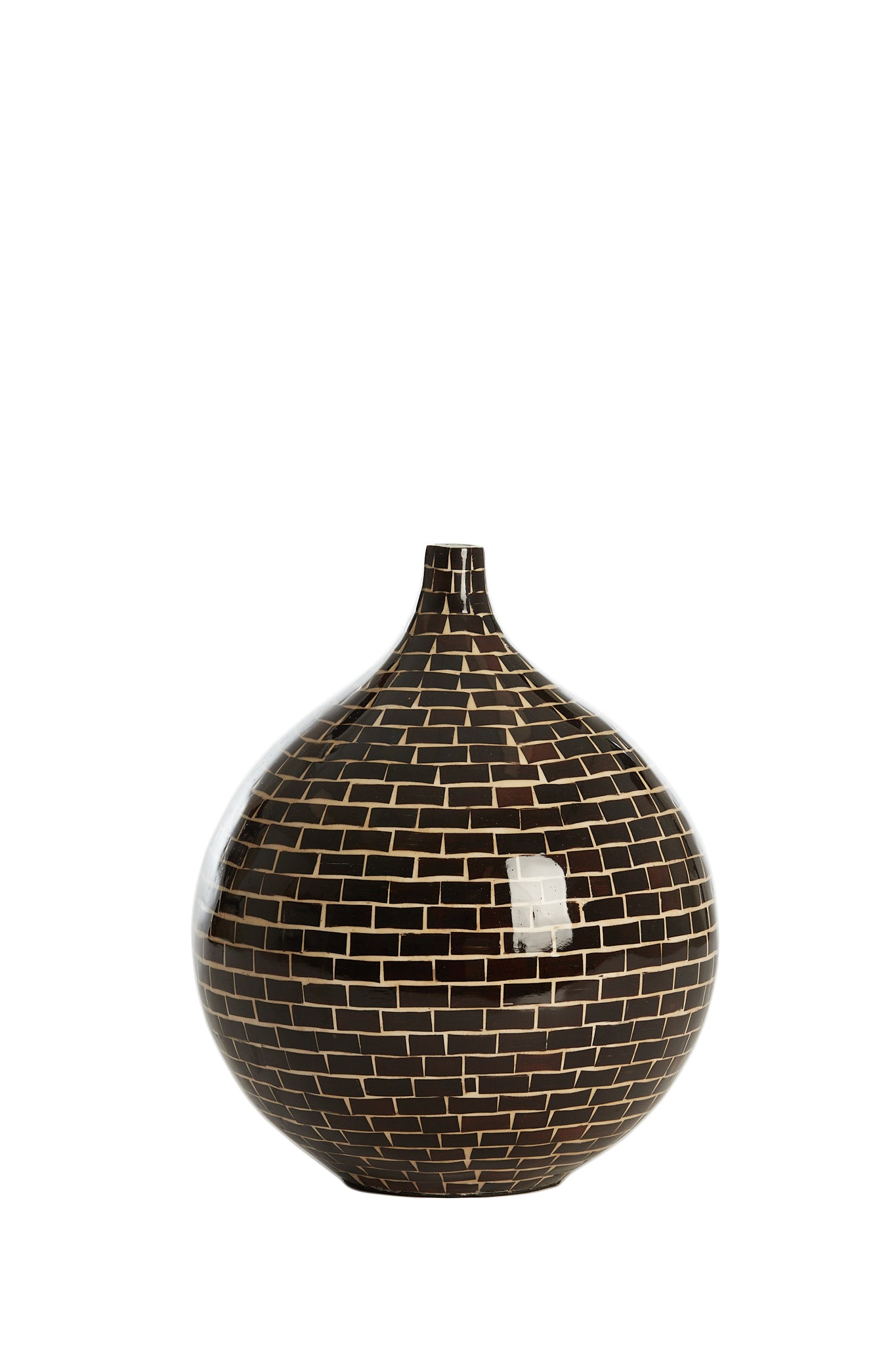 Elorza Dark Brown & Natural Bamboo Vase 25cm