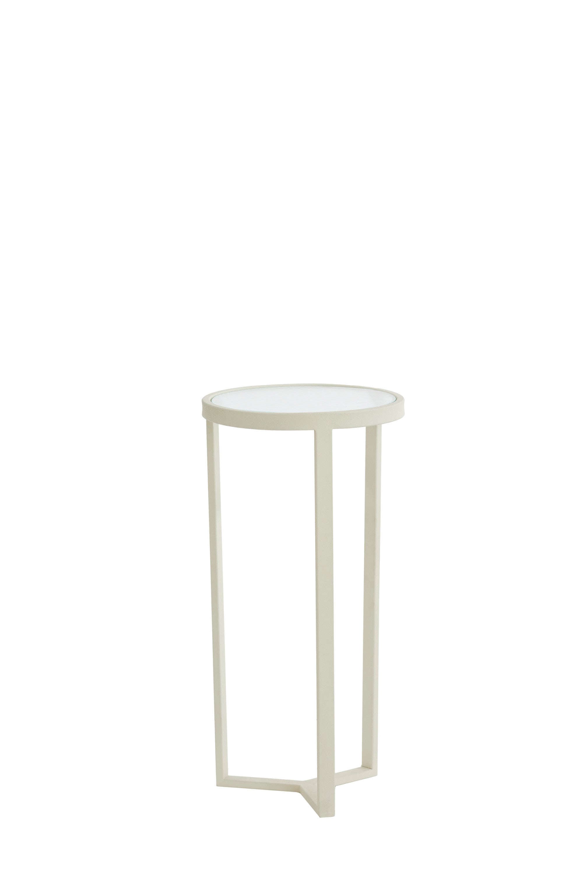Retiro Clear Ribbed & Cream Glass Plinth Side Table 60.5cm