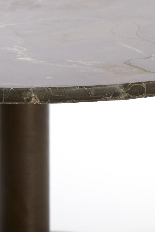 Pazo Dark Brown Marble Round Side Table 53cm