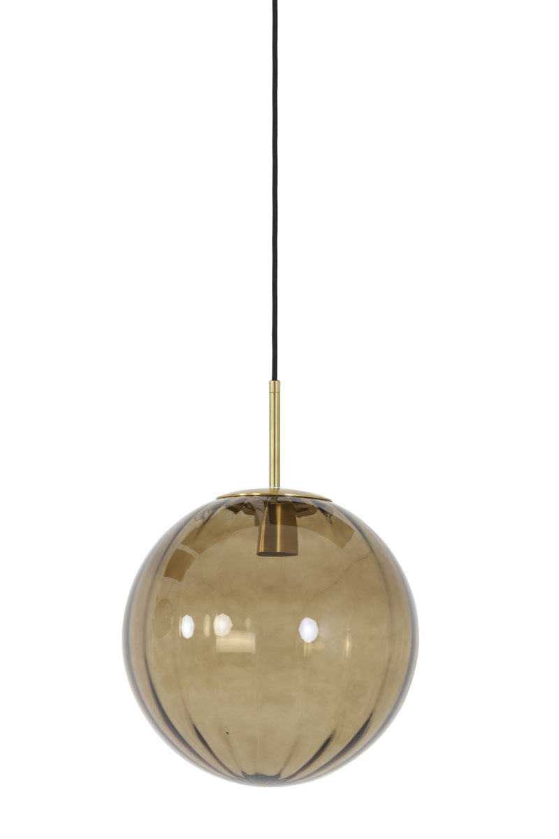 Magdala Brown Glass & Gold Pendant Light 30cm