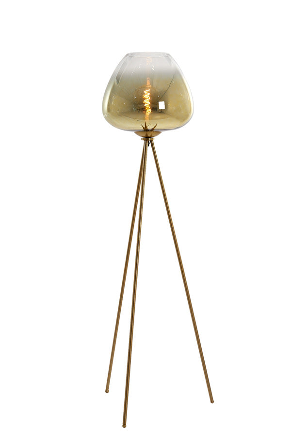 Mayson Gold & Clear Glass Tripod Floor Lamp