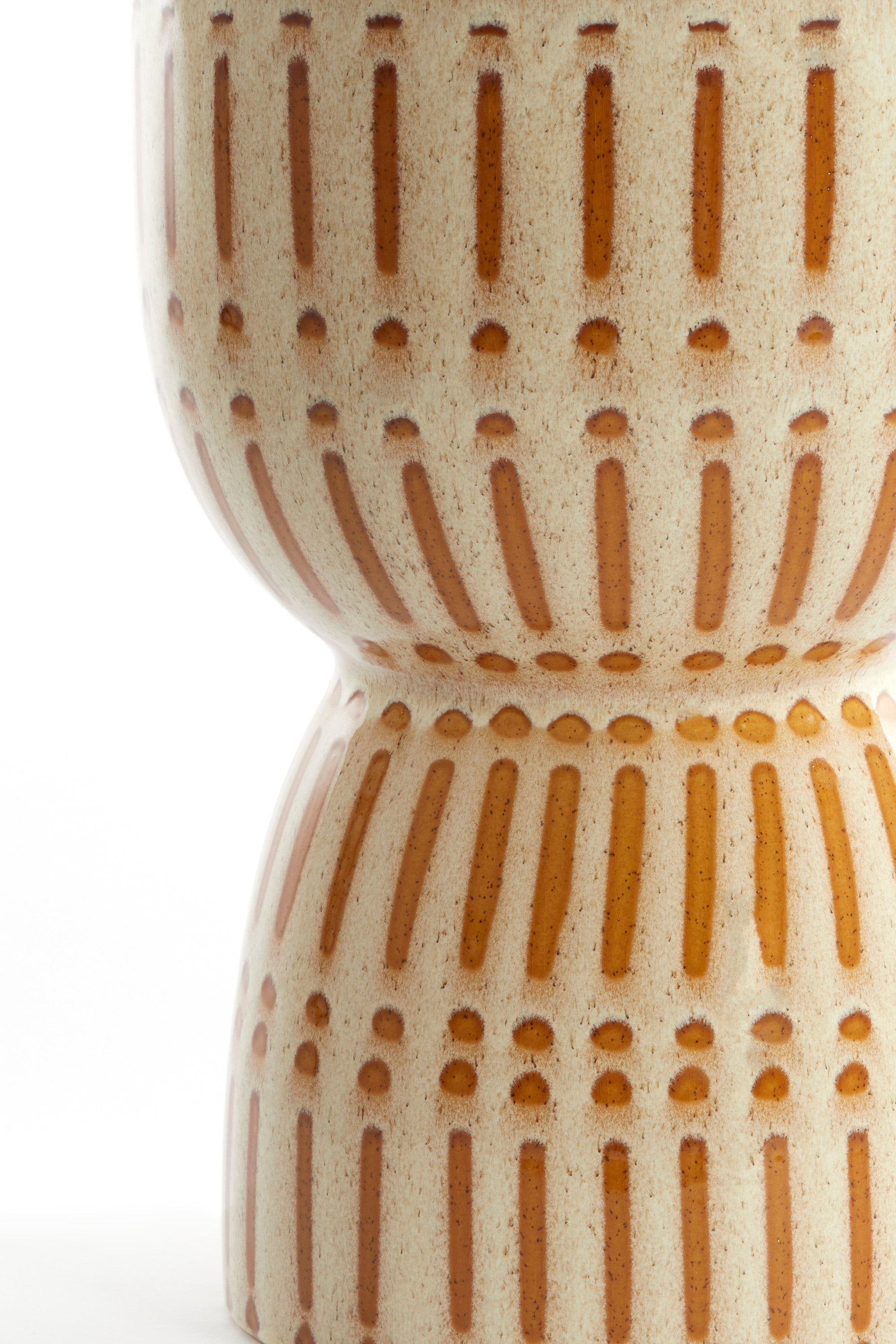 Finca Gloss Cream & Brown Patterned Ceramic Round Side Table