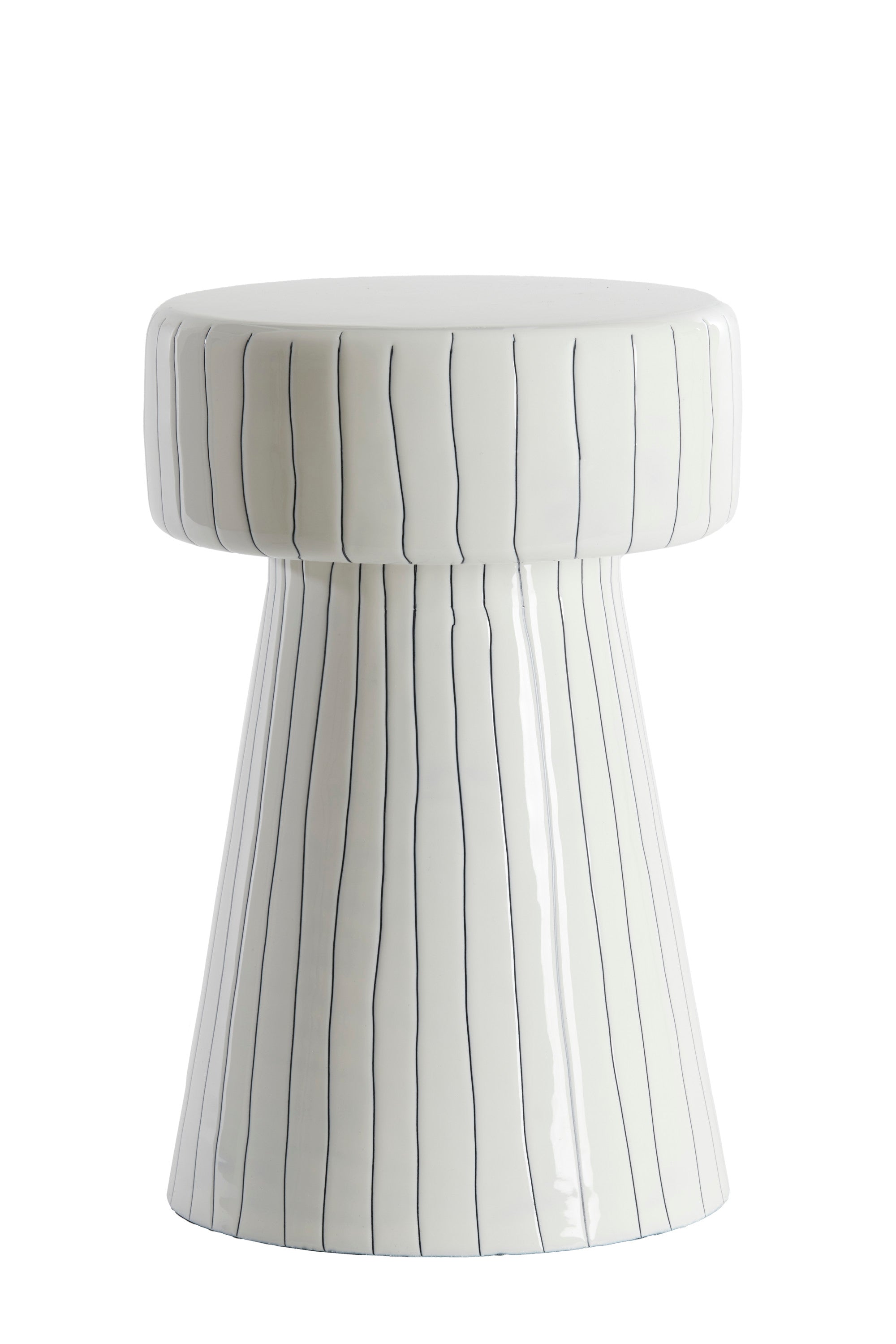 Dakwa Gloss White & Black Metal Round Side Table 47cm