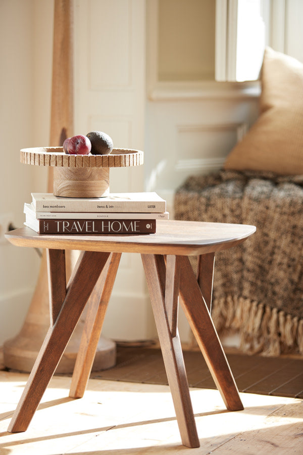 Quenza Brown Acacia Wood Square Side Table 36cm