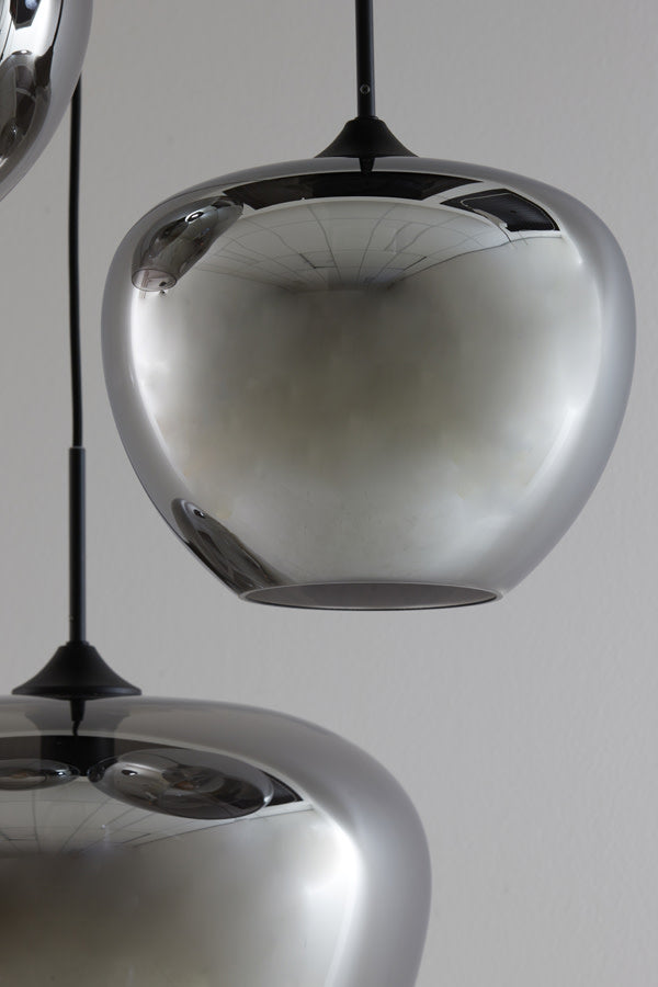 Mayson Smoked Glass & Matt Black 3 Light Pendant Light