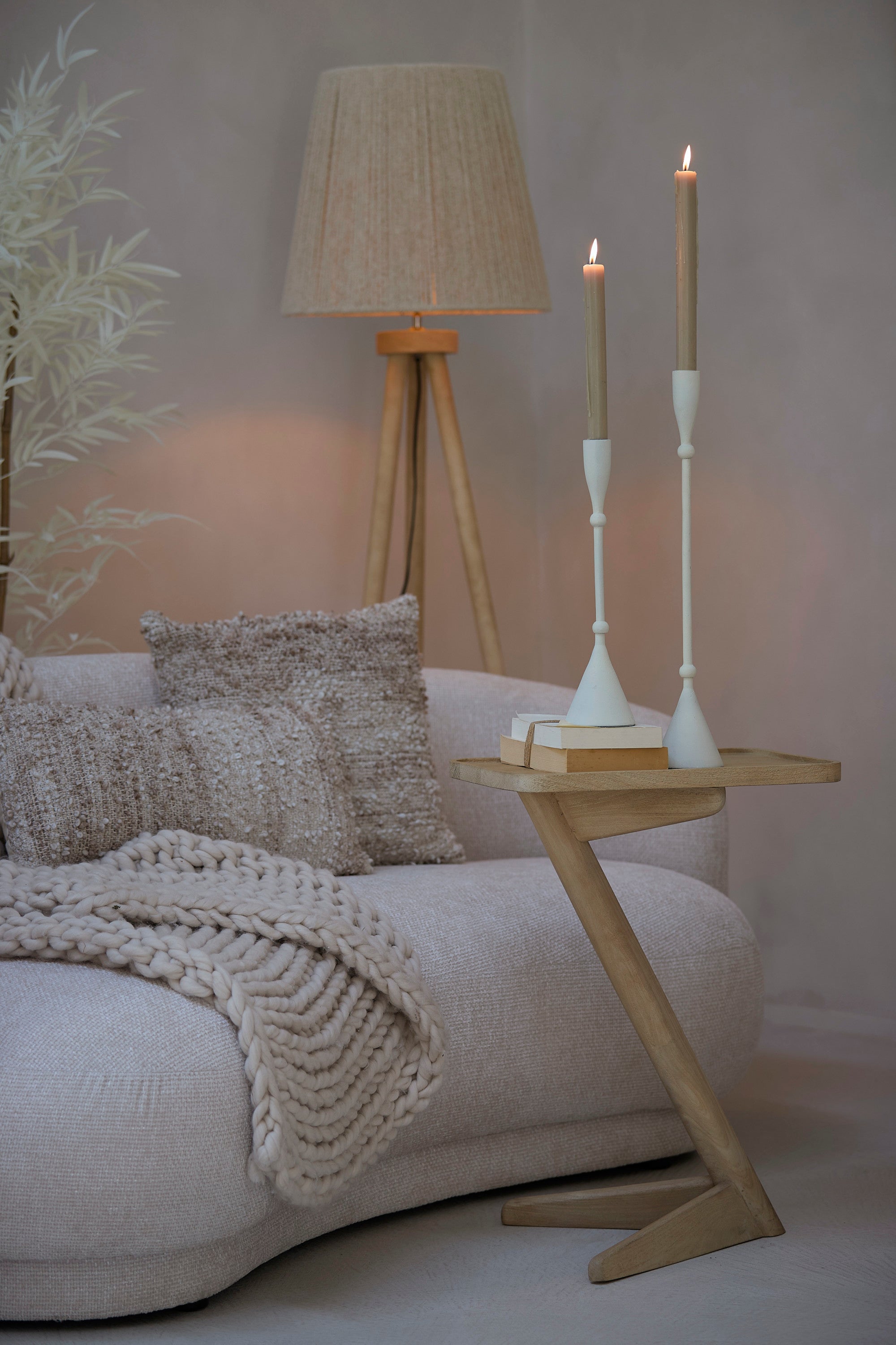Qiano Natural Mango Wood Rectangular Side Table