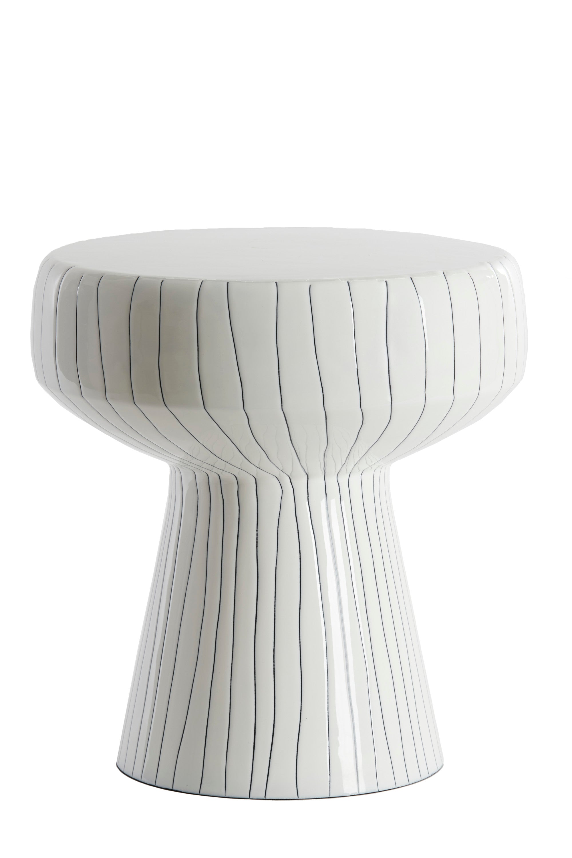Dakwa Gloss White & Black Metal Round Side Table 42cm