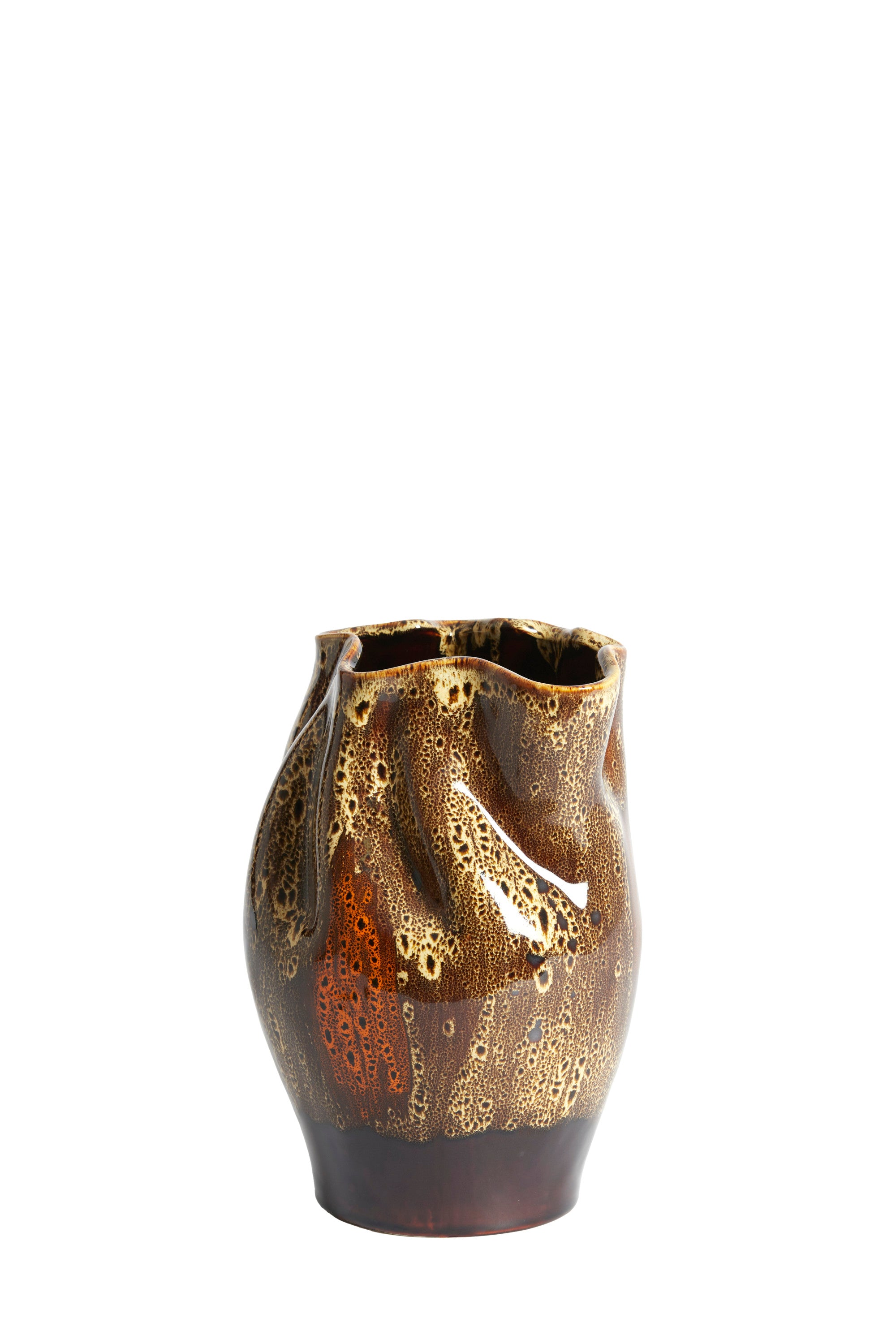 Althea Dark Brown/Cream/Orange Ceramic Vase 30cm