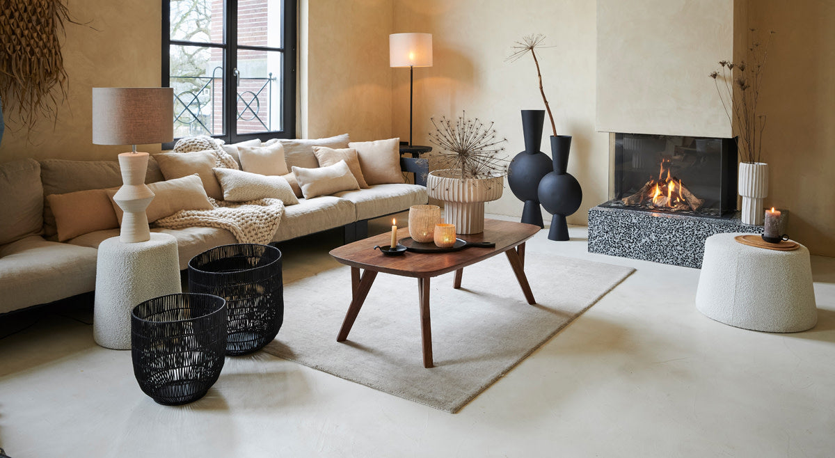 Quenza Brown Acacia Wood Rectangular Coffee Table