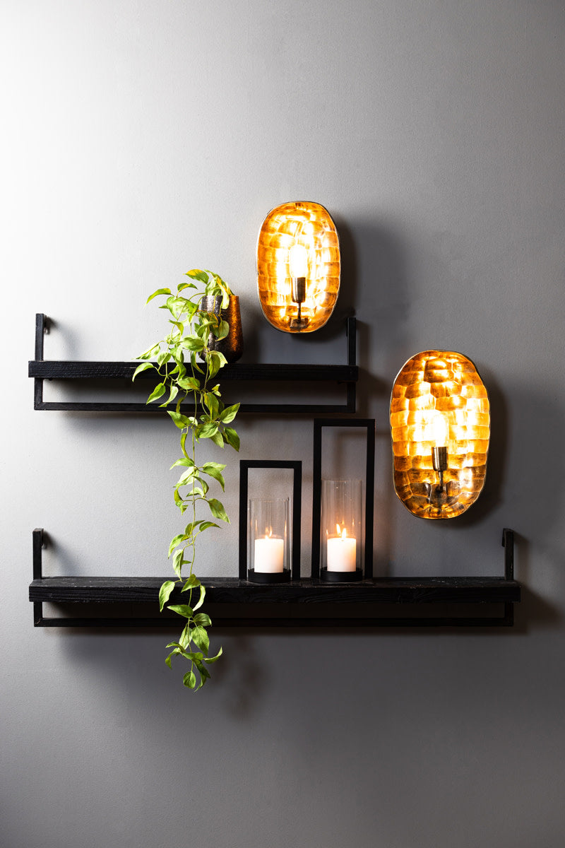 Maddison Matt Black Wood Wall Shelf 100cm