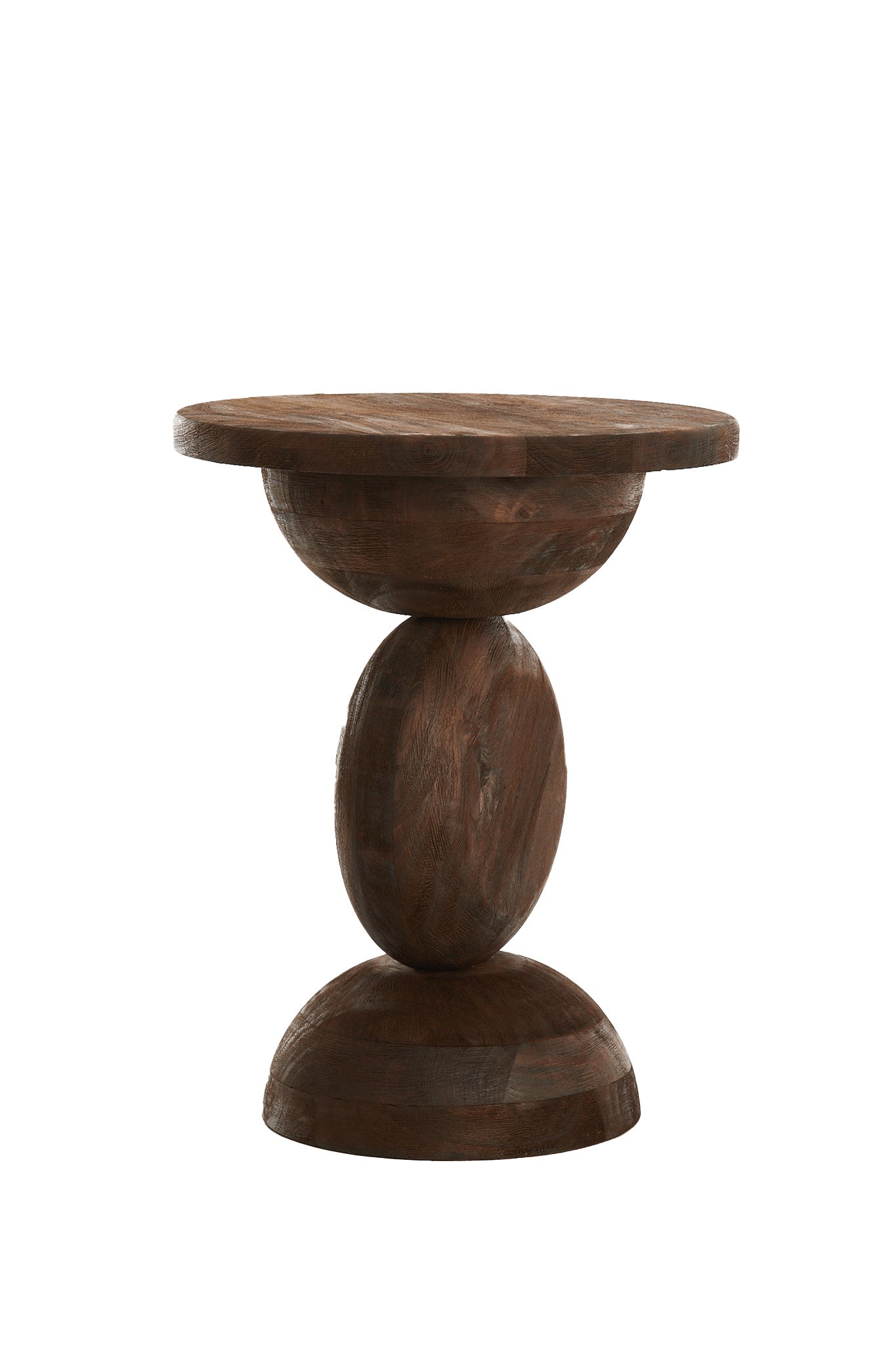 Mirto Matt Dark Brown Wood Round Side Table