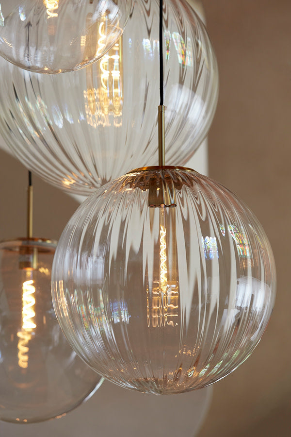 Magdala Clear Glass & Gold Pendant Light 40cm