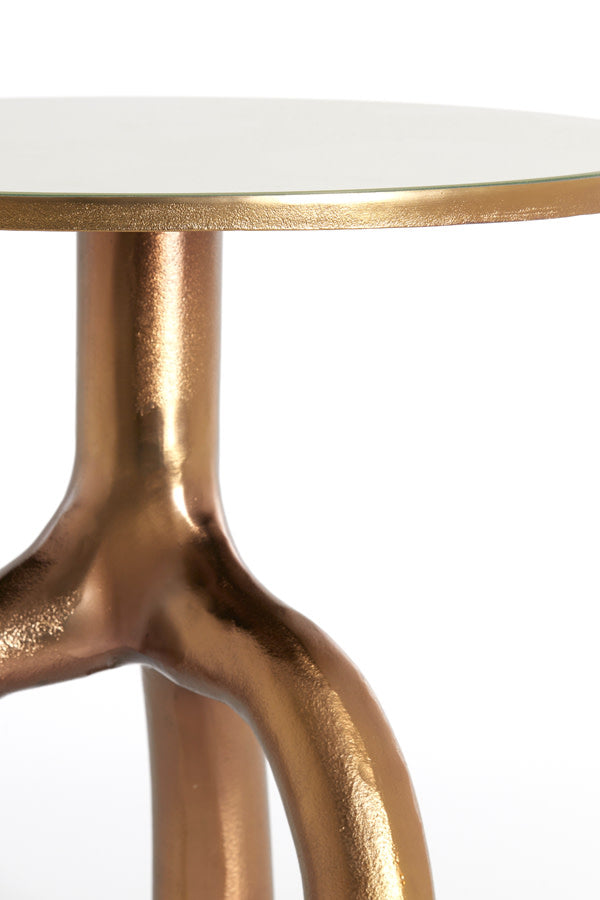 Mello Gloss Brown Bronze & Taupe Glass Round Side Table 45.5cm