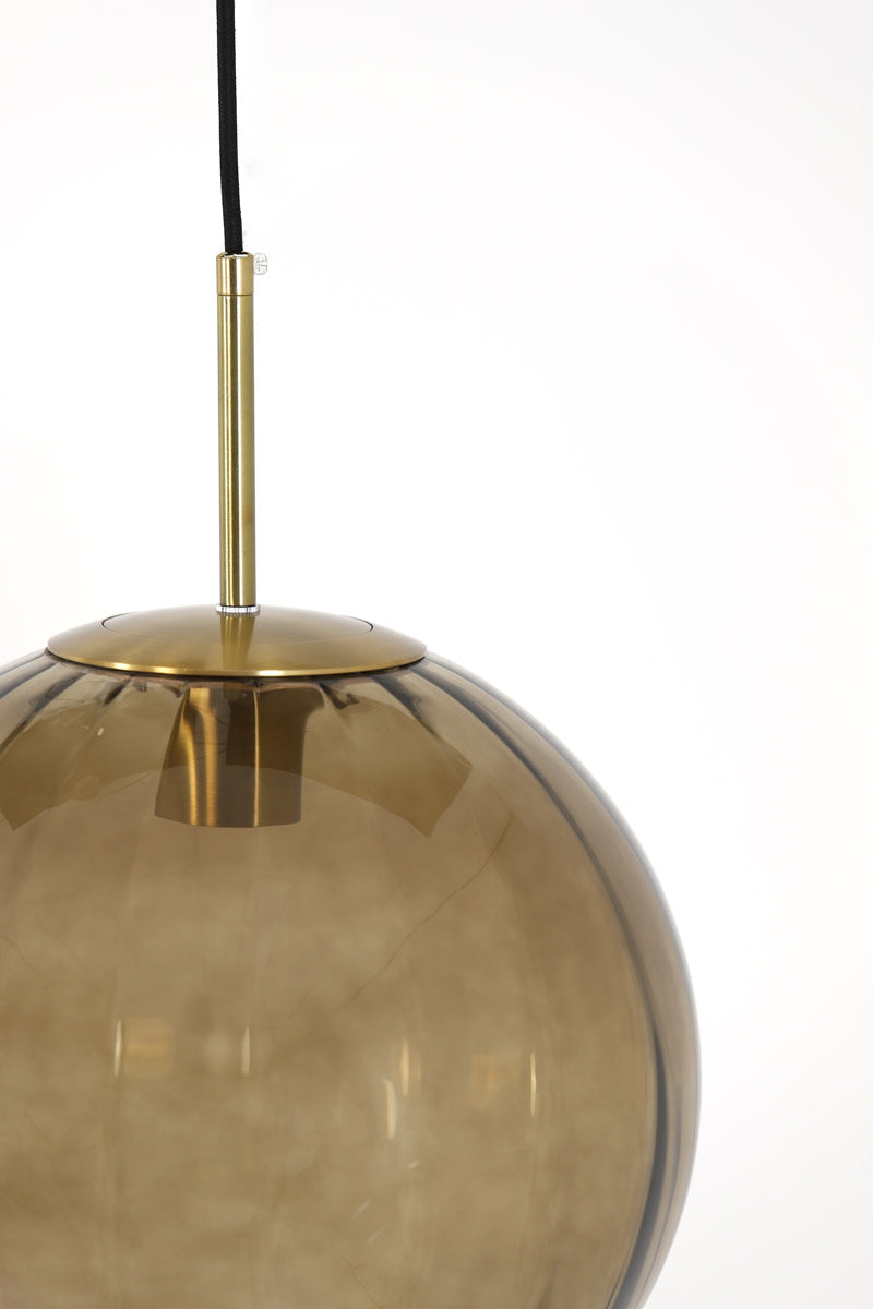 Magdala Brown Glass & Gold Pendant Light 30cm