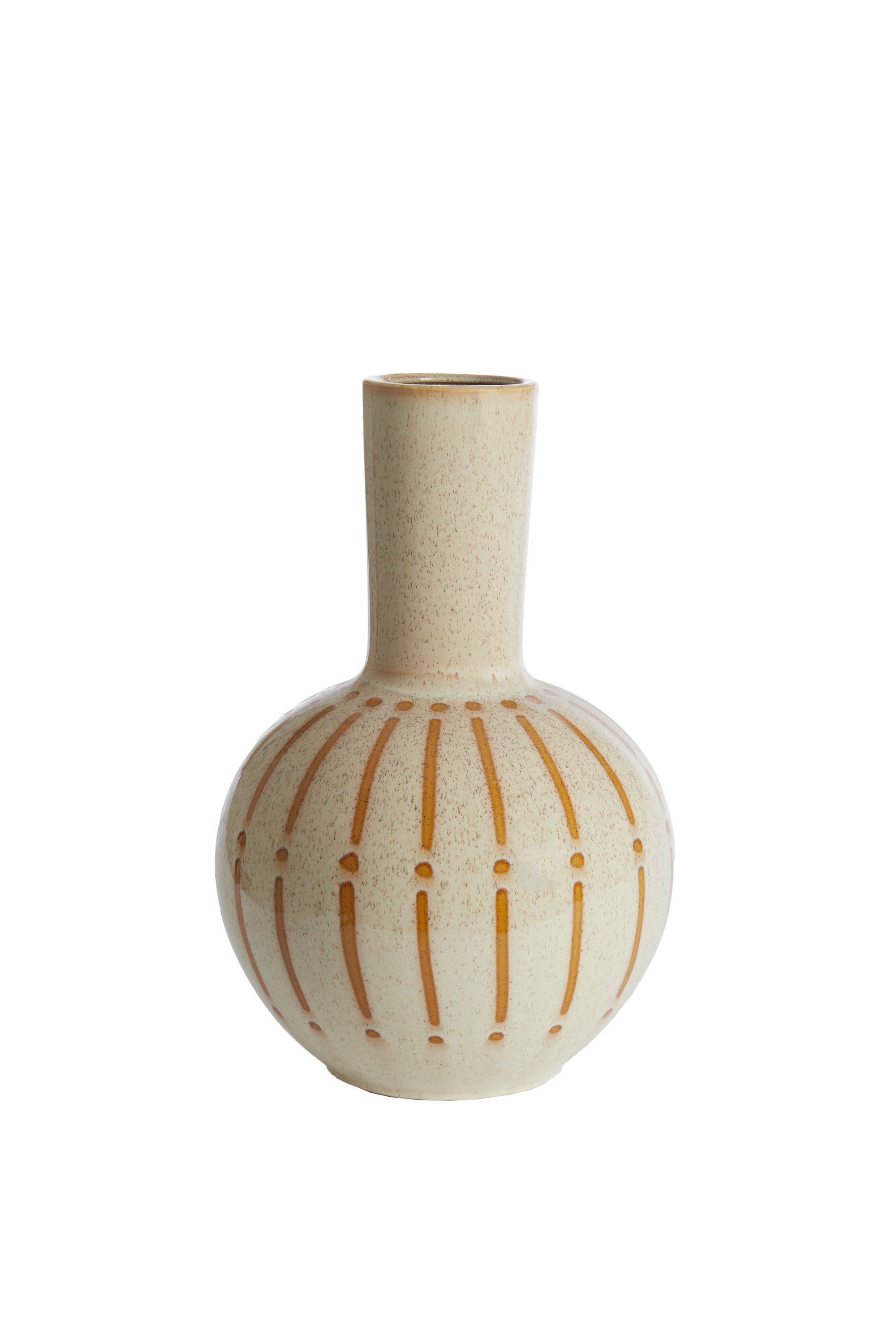 Ulloa Gloss Cream & Brown Ceramic Vase 52cm