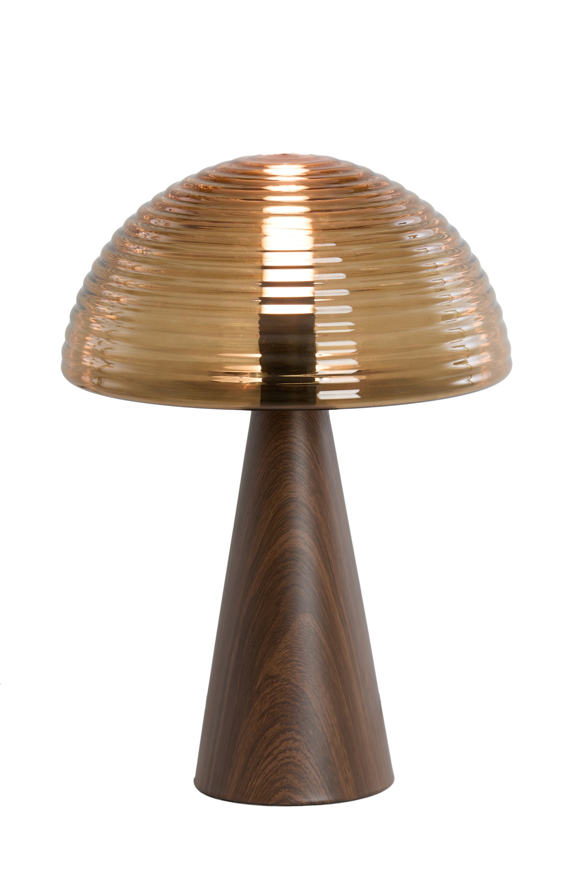 Mueda Brown Glass & Wood Effect Table Lamp