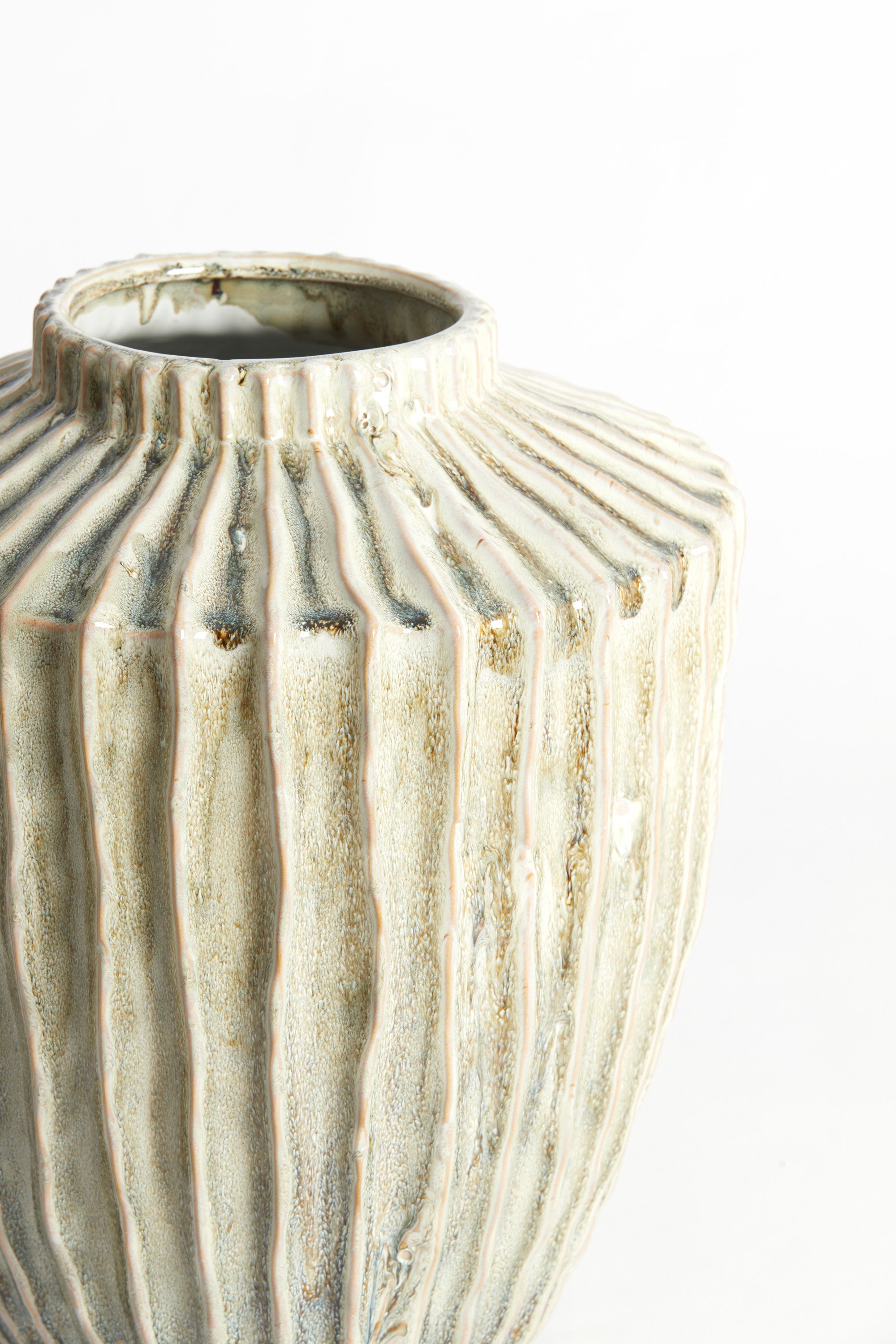 Talea Olive Green/Cream Ceramic Vase 40cm
