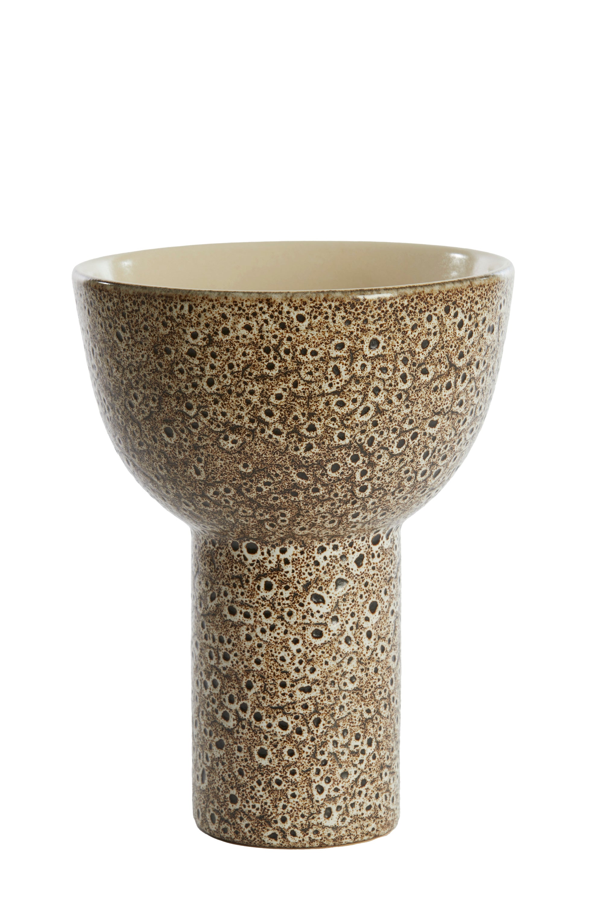 Kavala Cream Ceramic & Black Decorative Bowl on Stand 25.5cm