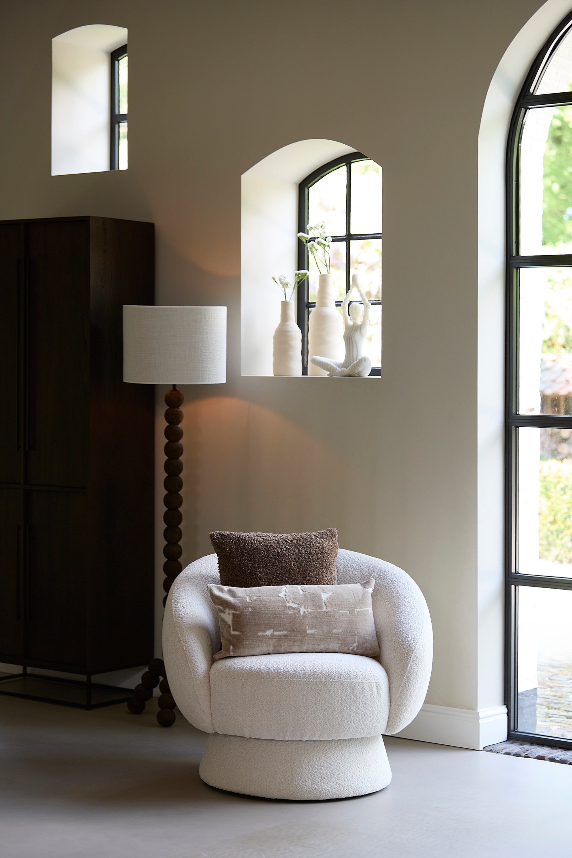 Veglio Matt Dark Brown Wood Floor Lamp Base