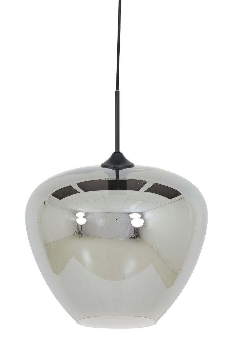Mayson Smoked Glass & Matt Black Pendant Light 40cm