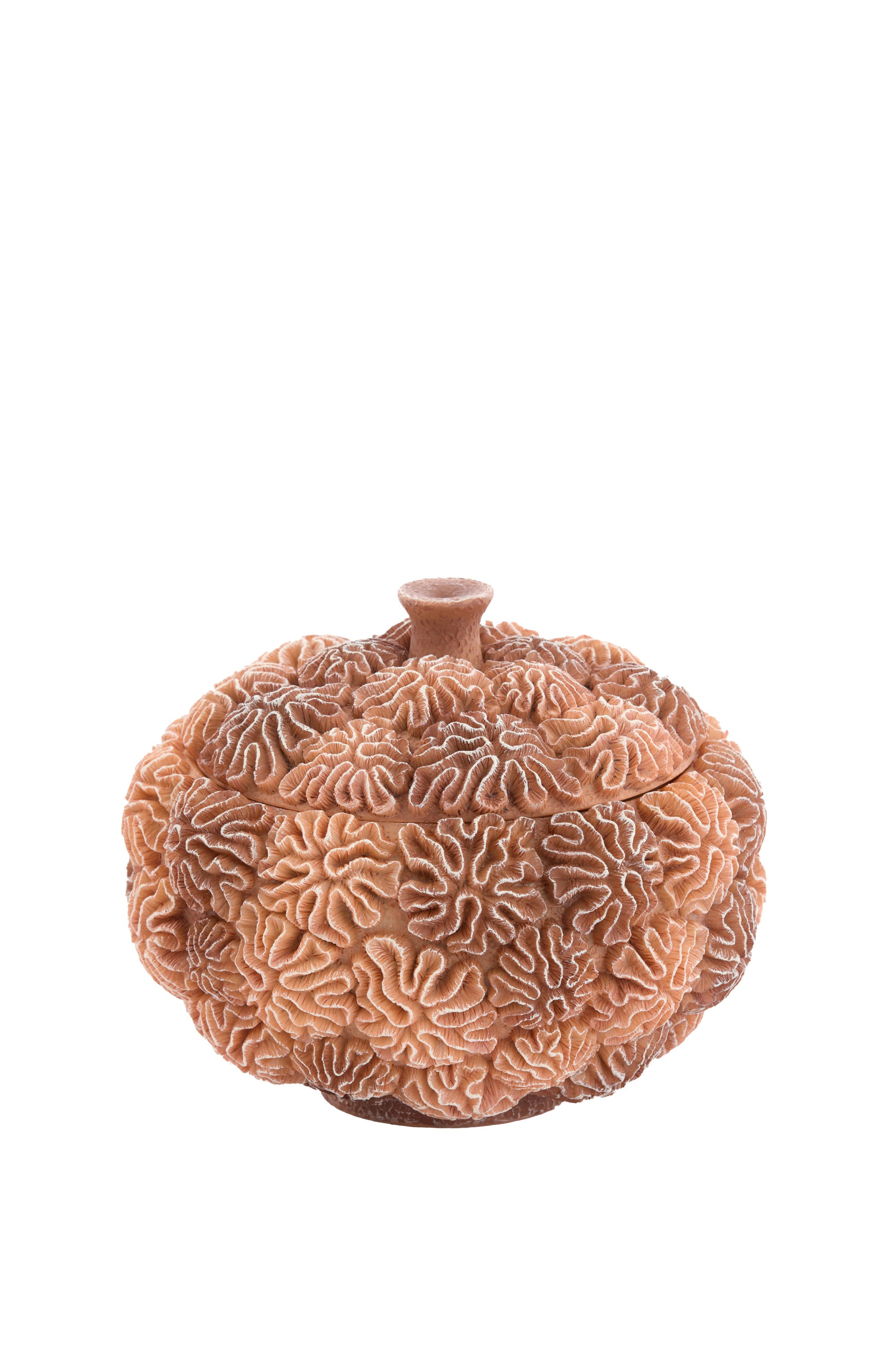 Coral Peach/Light Brown Decorative Storage Box with Lid 15.5cm