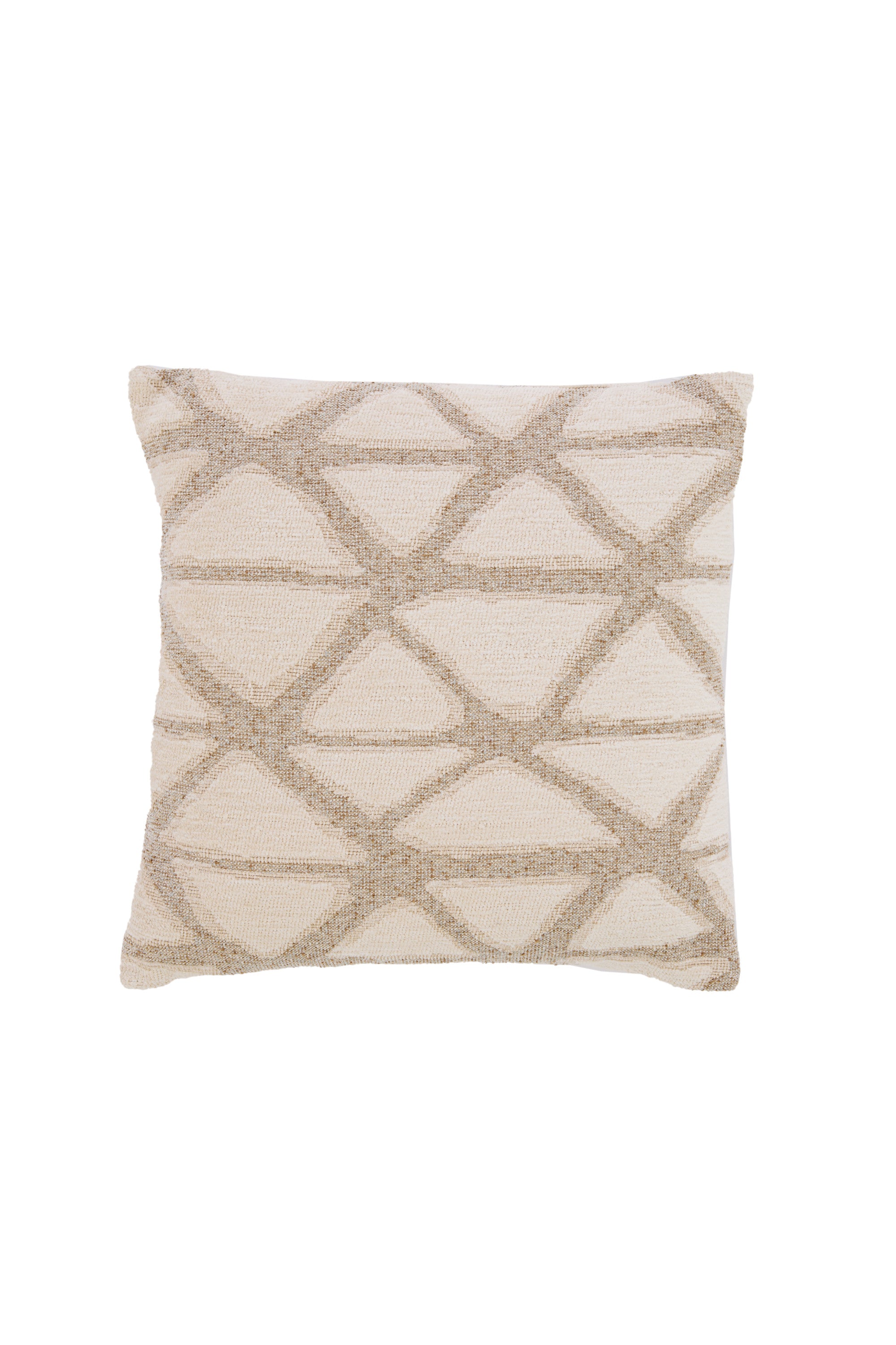 Muncie Sand & Cream Geometric Feather Filled Square Cushion 45x45cm