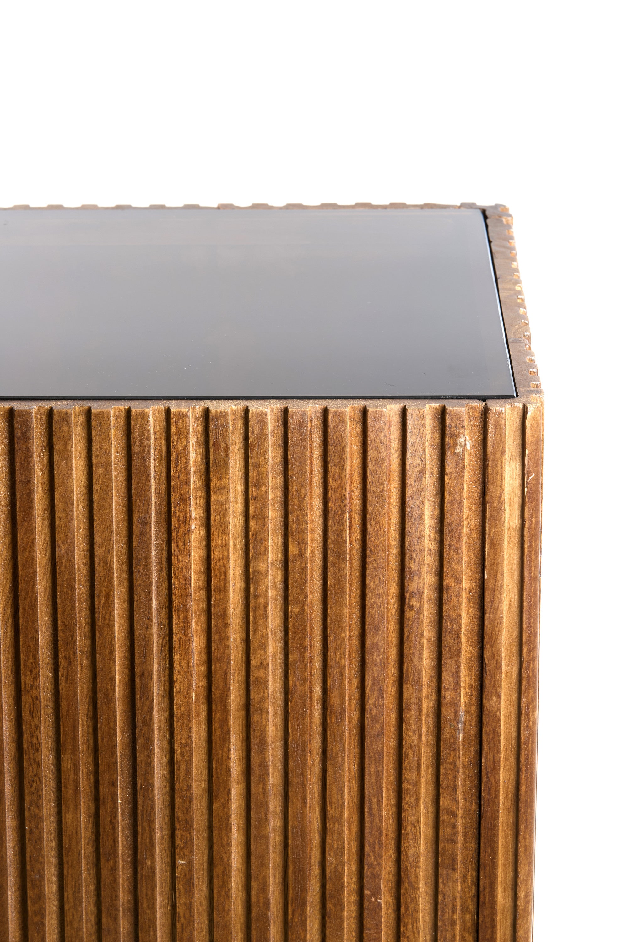 Gatura Dark Brown Wood & Glass Plinth 80cm