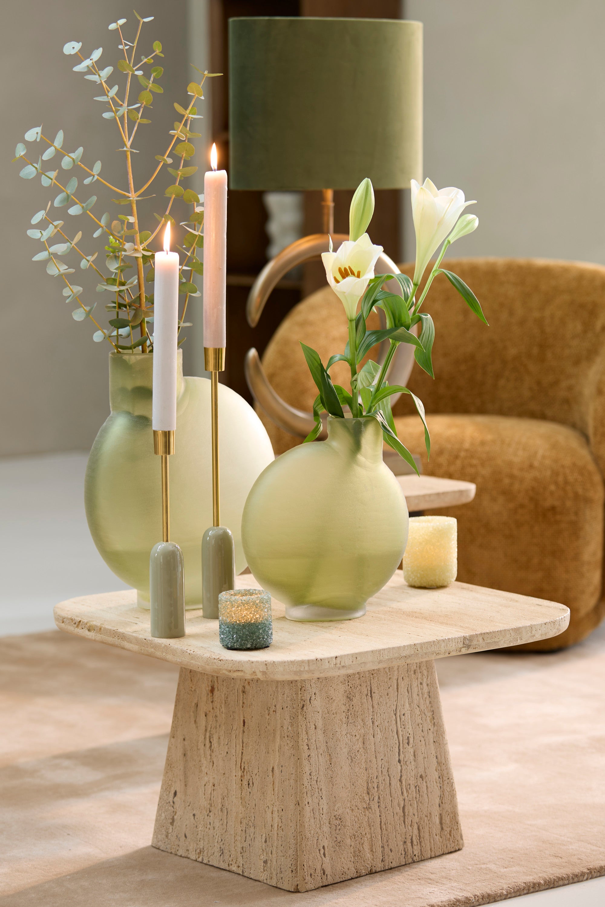 Kepami Sand Geometric Travertine Square Coffee Table